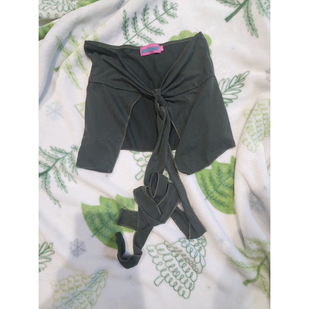 Edikted Dark Green Tie Front Wrap Crop Top Olive Green Long Sleeve Bolero Small